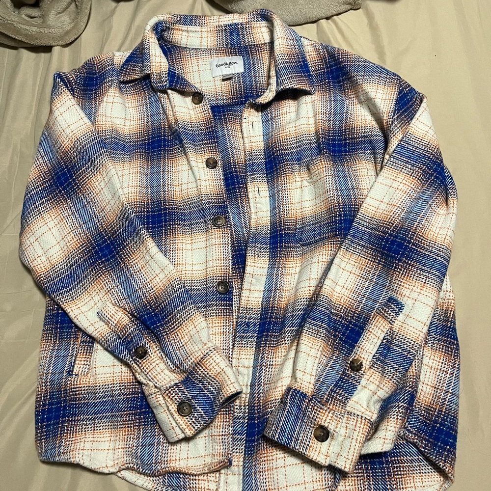 Goodfellow & Co Orange and Blue Plaid Shirt